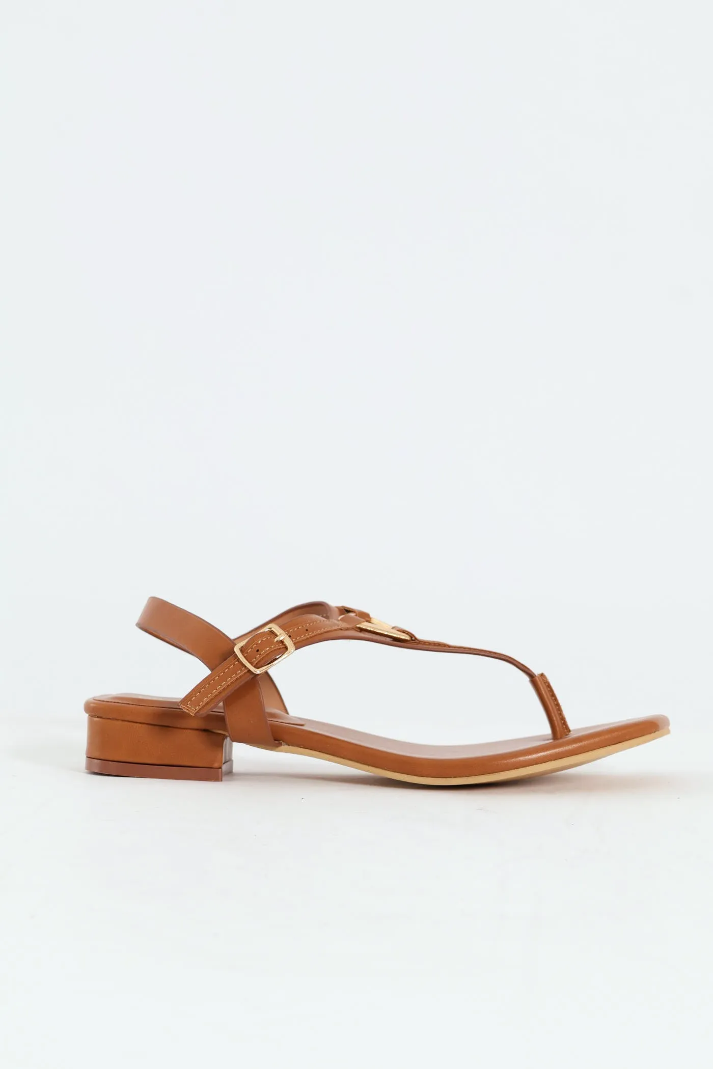 Low Block Heel Thong Sandal With Trim Detail - Tan sold by Edgars product image thumbnail 3