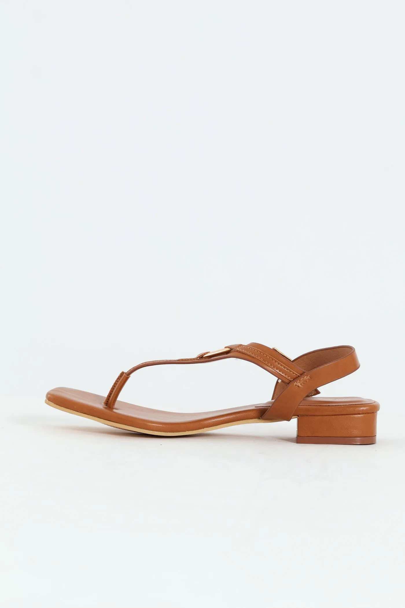 Low Block Heel Thong Sandal With Trim Detail - Tan sold by Edgars product image thumbnail 4