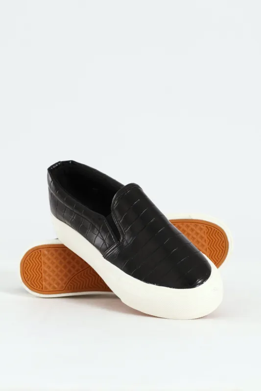 Platform Slip On Street Sneaker - Black sold by Edgars 