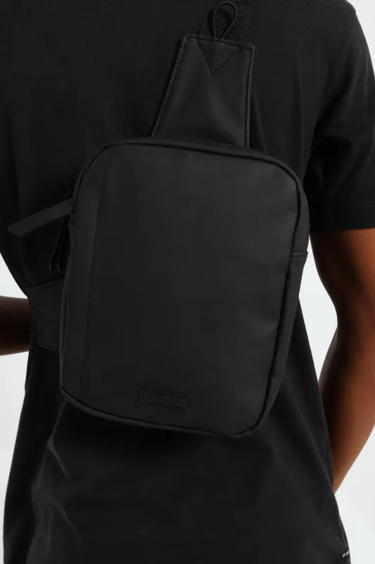Rubber Logo Crossbody Bag - Black sold by Edgars