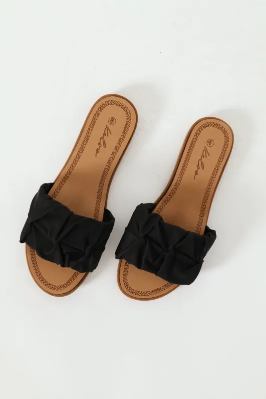 Folded Single Band Mule On Comfort Outsole - Black sold by Edgars