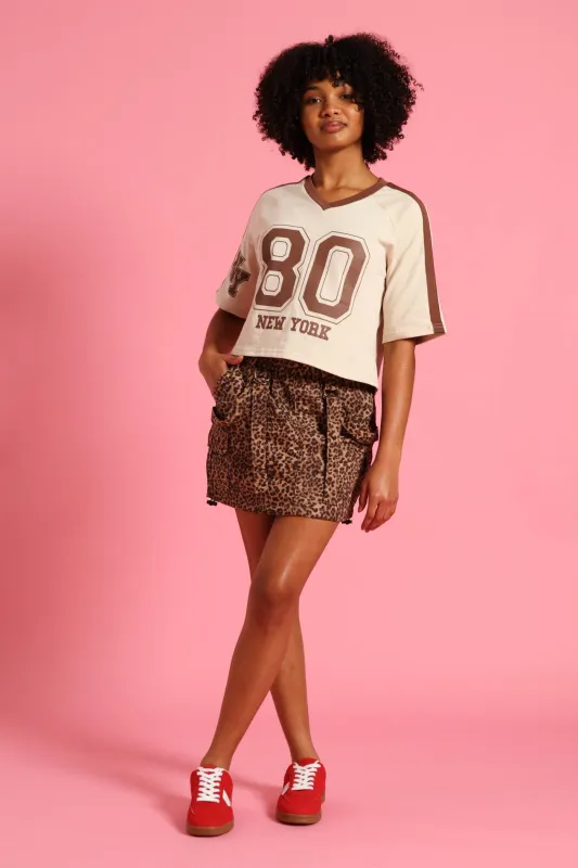 Girls New York Oversized Dropped Shoulder Crop Tee - Cream sold by Edgars