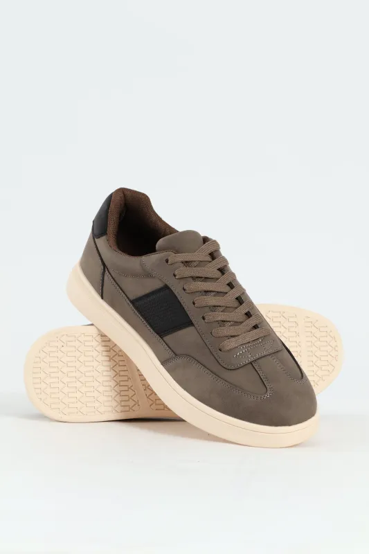 Court Sneaker With Side Stripe - Grey sold by Edgars