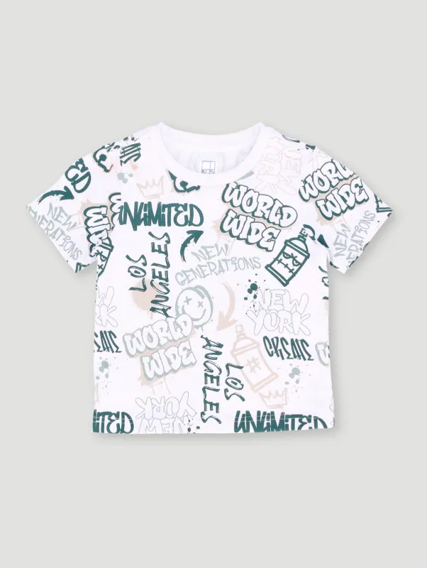 Pre-Boys Graffiti Fleece Crew Tee - Multi made by Edgars