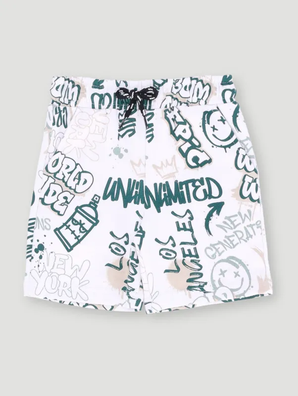 Pre-Boys Graffiti Fleece Shorts - Multi sold by Edgars