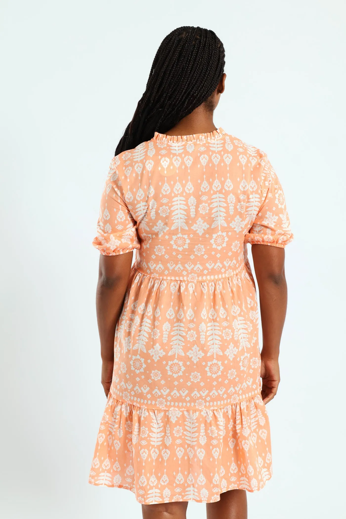 Frill Neck & Tie Swing Mini Dress - Coral sold by Edgars product image thumbnail 5
