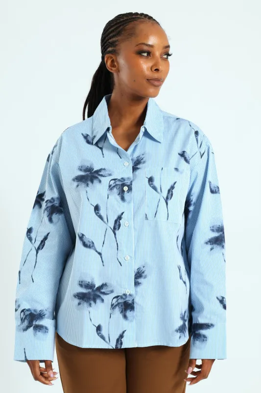 Striped Floral Shirt - Blue sold by Edgars