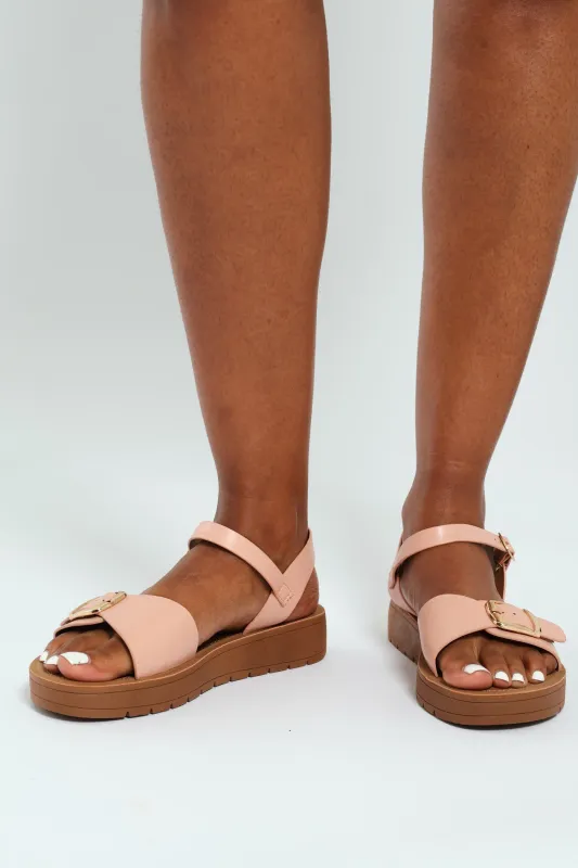 Ankle Strap Sandal With Buckle On Comfort Outsole - Blush sold by Edgars