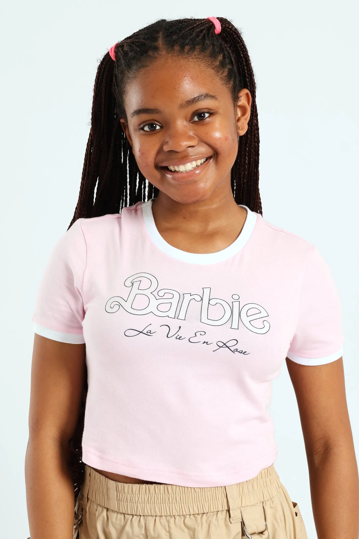Girls Barbie Ringer Tee - Pink sold by Edgars