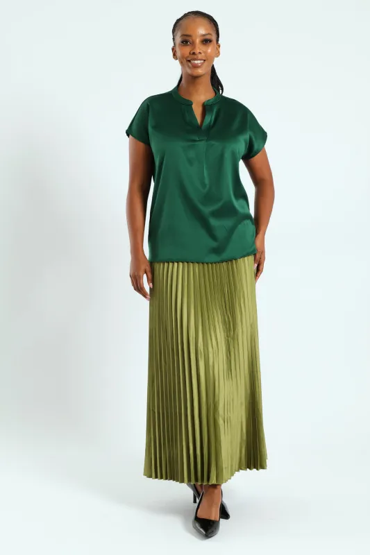 Mandarin Collar Blouse - Emerald sold by Edgars