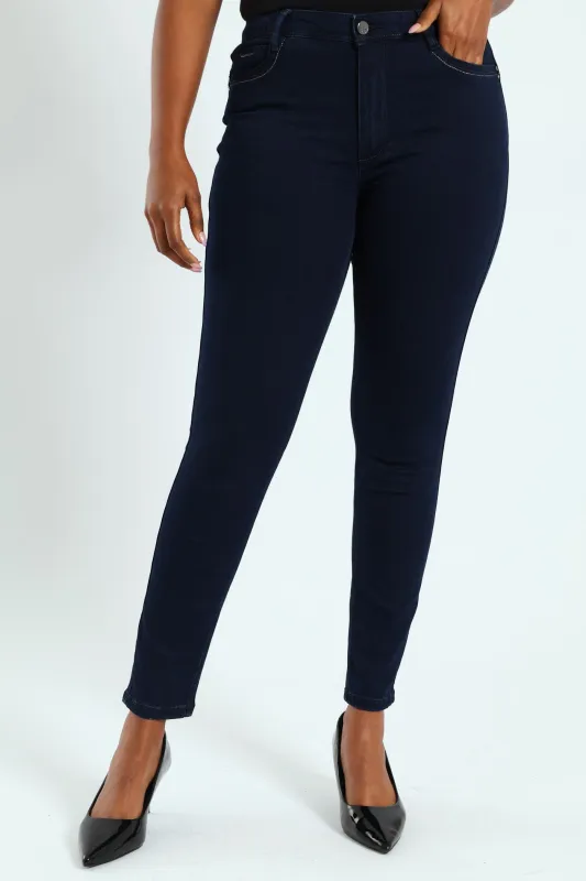 Lia Mid Waist Basic Skinny Jean - Blue/Black made by Edgars