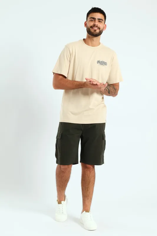 Stone Skull Printed Tee - Stone sold by Edgars