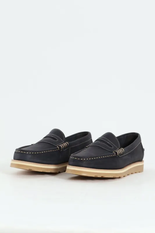 Slip On Penny Moccasin Loafer - Navy sold by Edgars