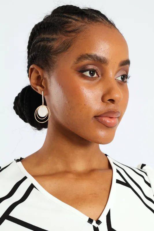 Shell Disc Drop Earrings - Gold sold by Edgars