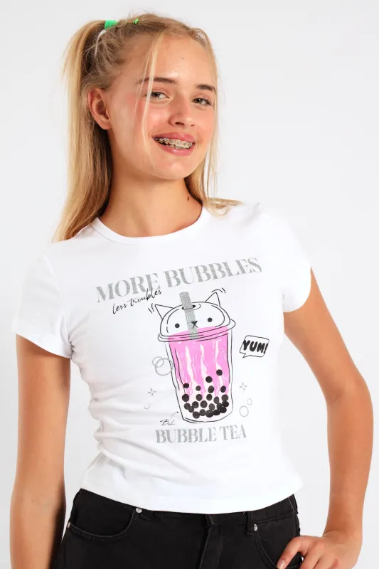 Girls Bubbles Tee - White sold by Edgars