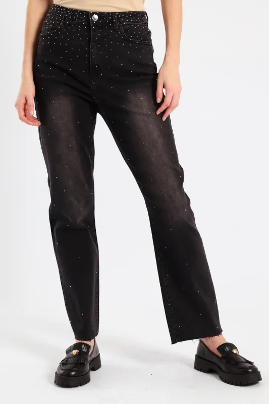 Ombre Diamante Straight Leg Jean - Black sold by Edgars