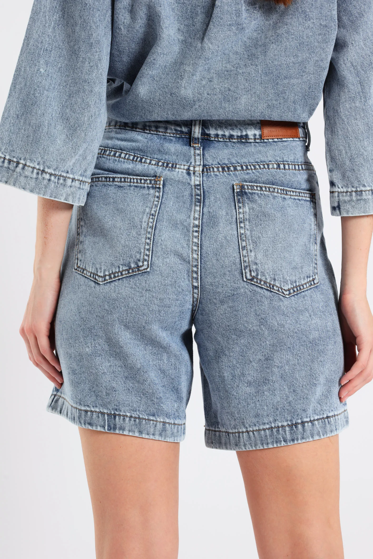 Raw Hem Boyfriend Mid Thigh Shorts - Light Wash sold by Edgars product image thumbnail 4