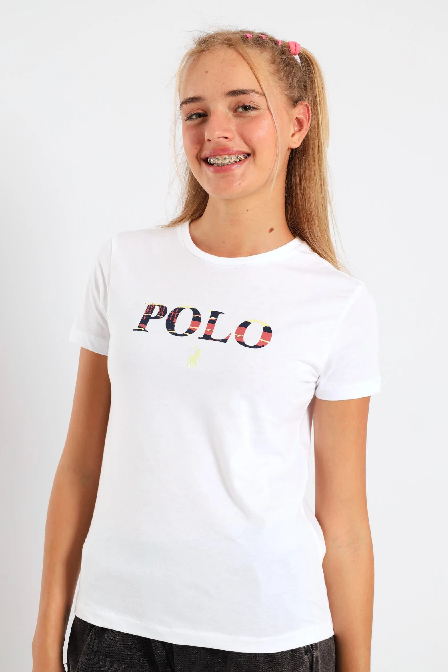 Girls Bianca Short Sleeve Print Tee - White sold by Edgars