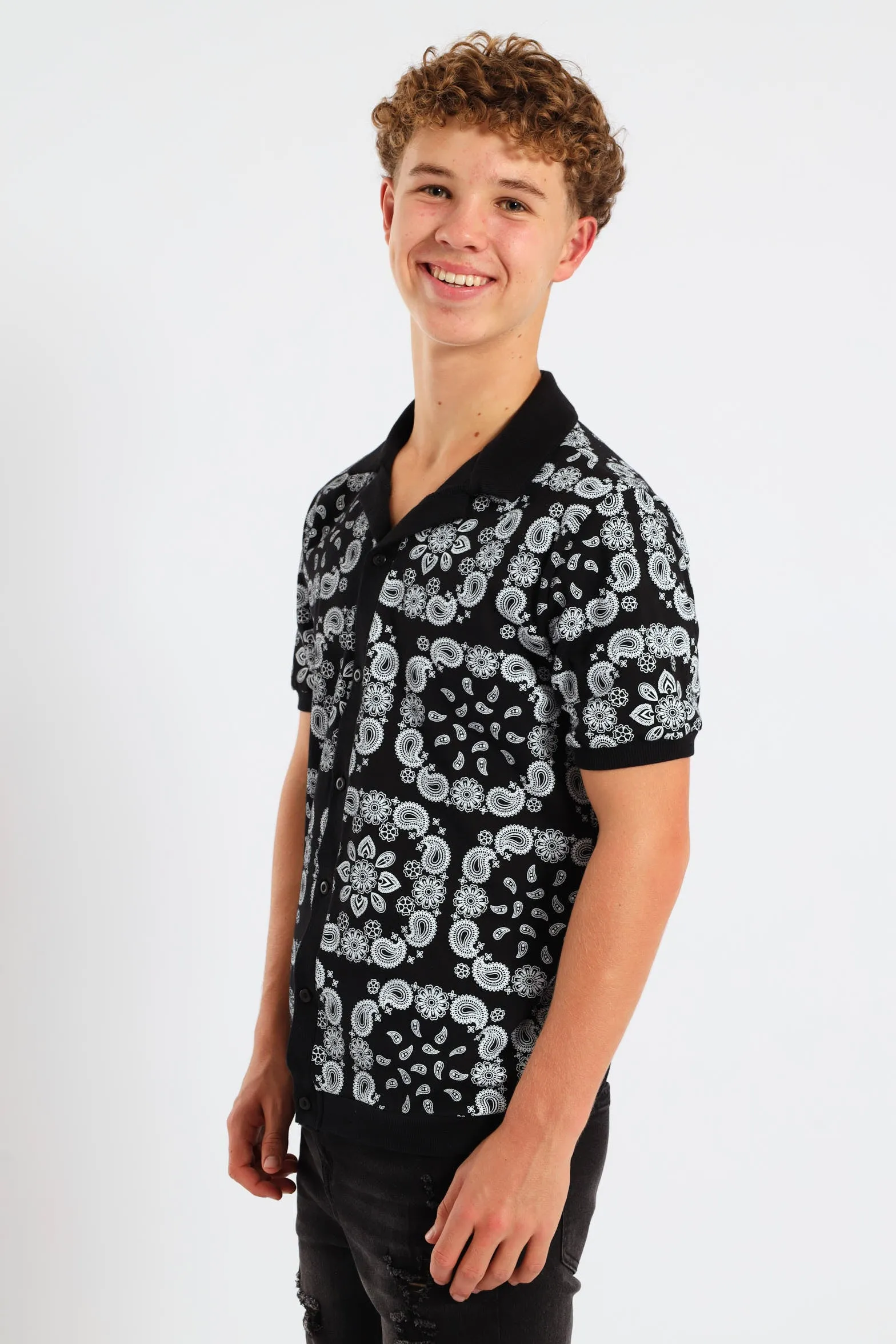 Boys Bandana Print Knit Shirt - Black sold by Edgars product image thumbnail 4