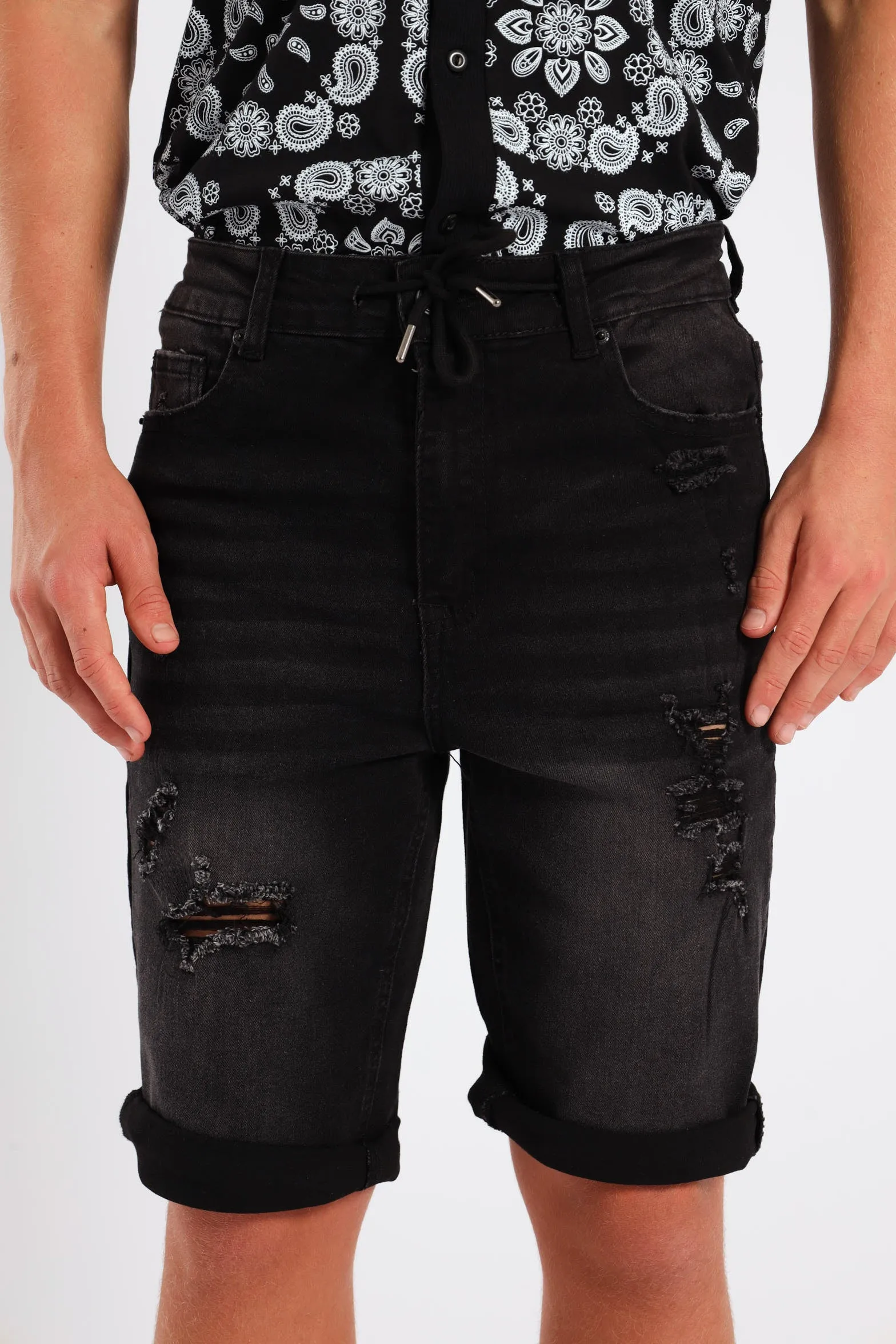 Boys Rip & Repair Denim Short - Black sold by Edgars product image thumbnail 2