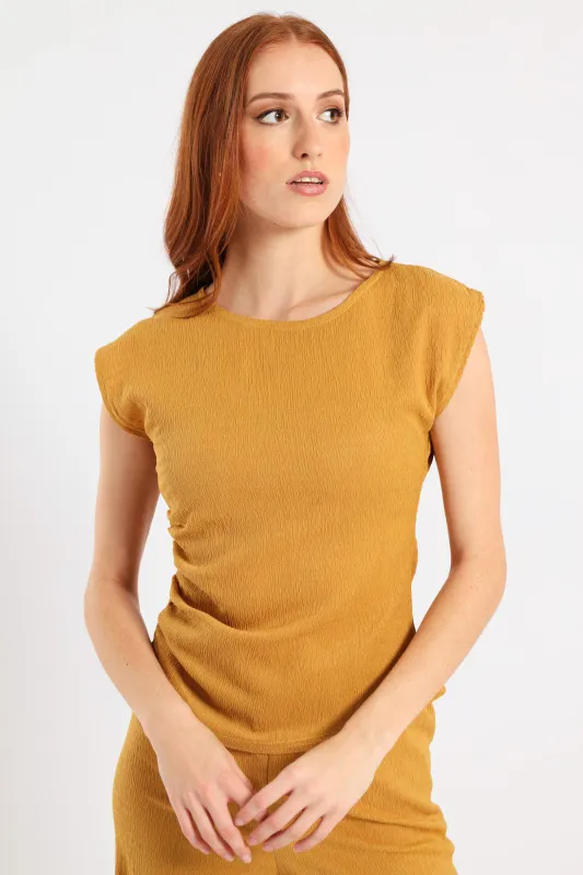Crinkle Muscle Tee - Ochre sold by Edgars