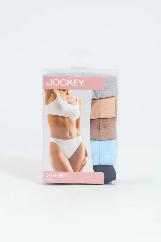 5 Pack Tonal G-String Panties - Grey Melange/Beige/Cappuccino/Blue/Navy sold by Edgars