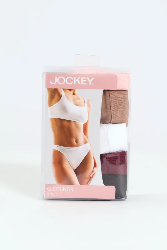 5 Pack Tonal G-String Panties - White/Marshmallow/Cappuccino/Plum/Black sold by Edgars