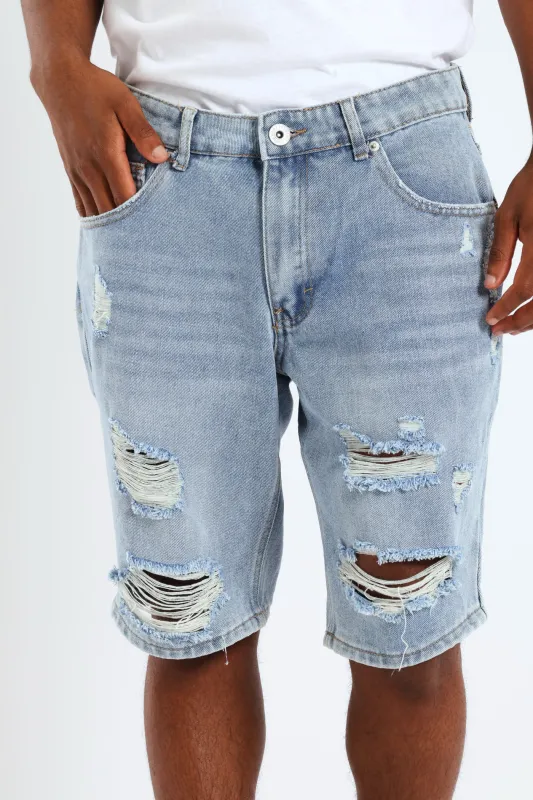 Rip & Repair Denim Shorts - Light Wash sold by Edgars