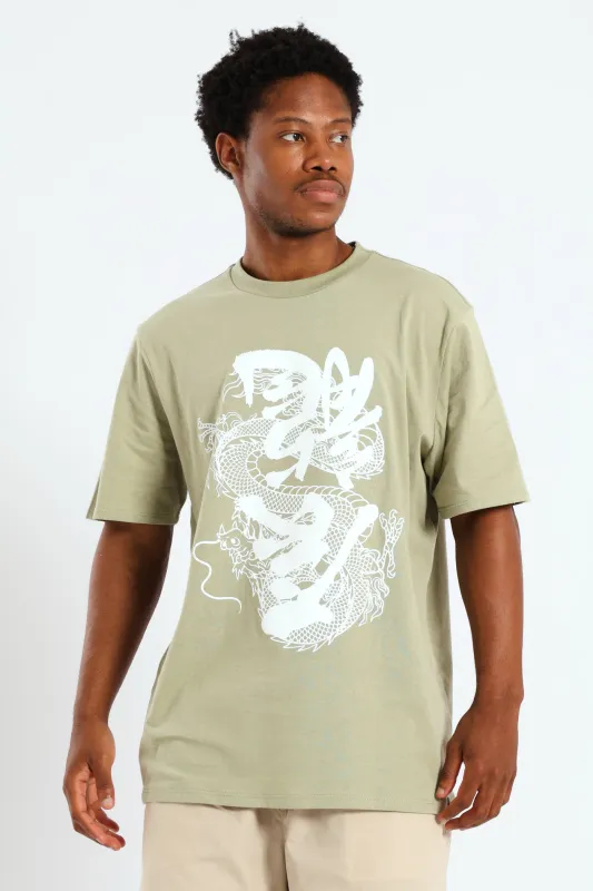 Dragon Print Tee - Sage made by Edgars