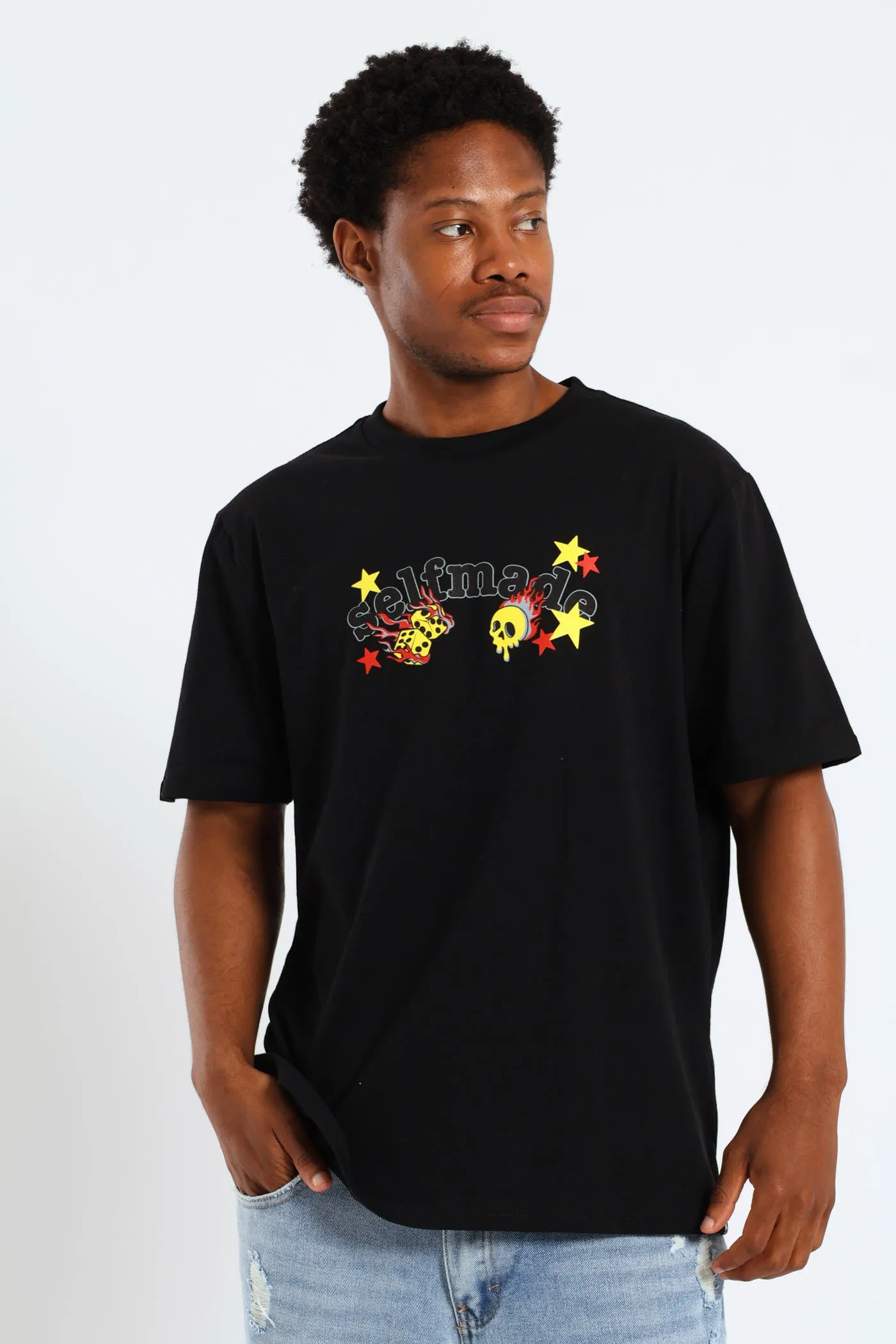 Money Skull Back & Front Print Tee - Black sold by Edgars