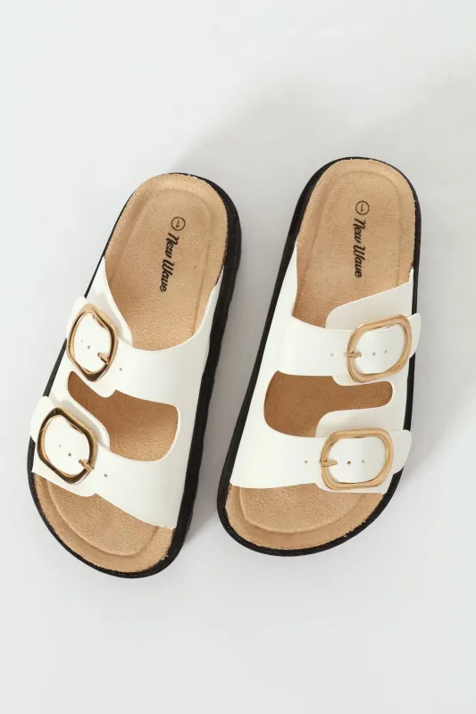 Girls Chunky Platform Health Sandal - White sold by Edgars