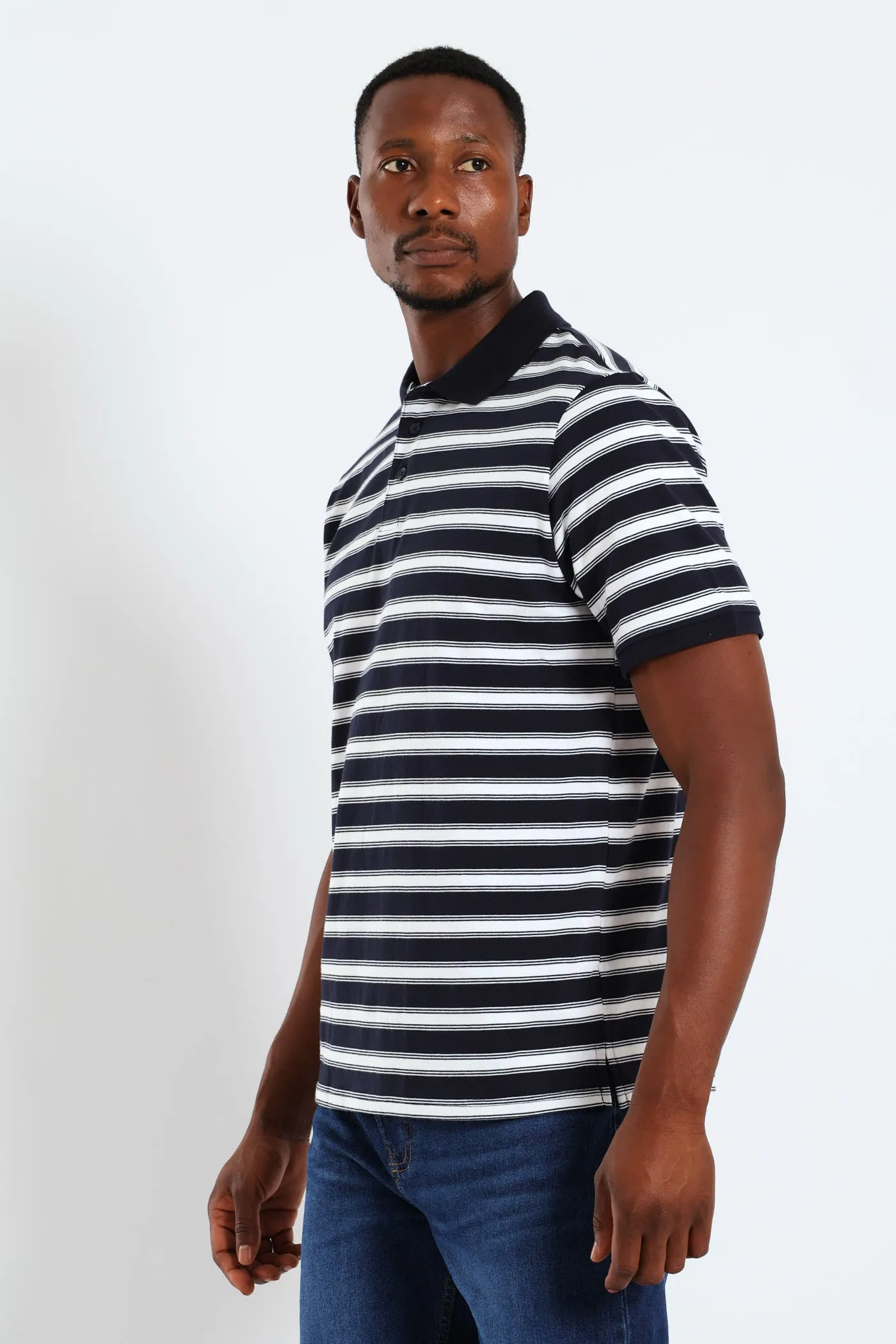 Wide & Thin Stripe Golfer - Navy sold by Edgars product image thumbnail 3