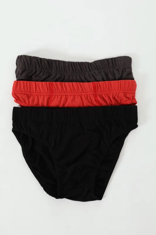 3 Pack Plain Mini Briefs - Black /Red /Charcoal sold by Edgars 