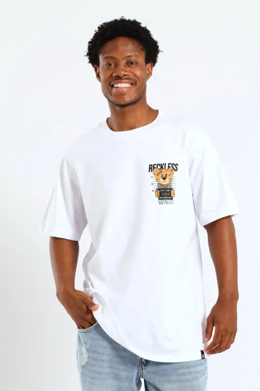 Crime Teddy Front & Back Print Tee - White sold by Edgars