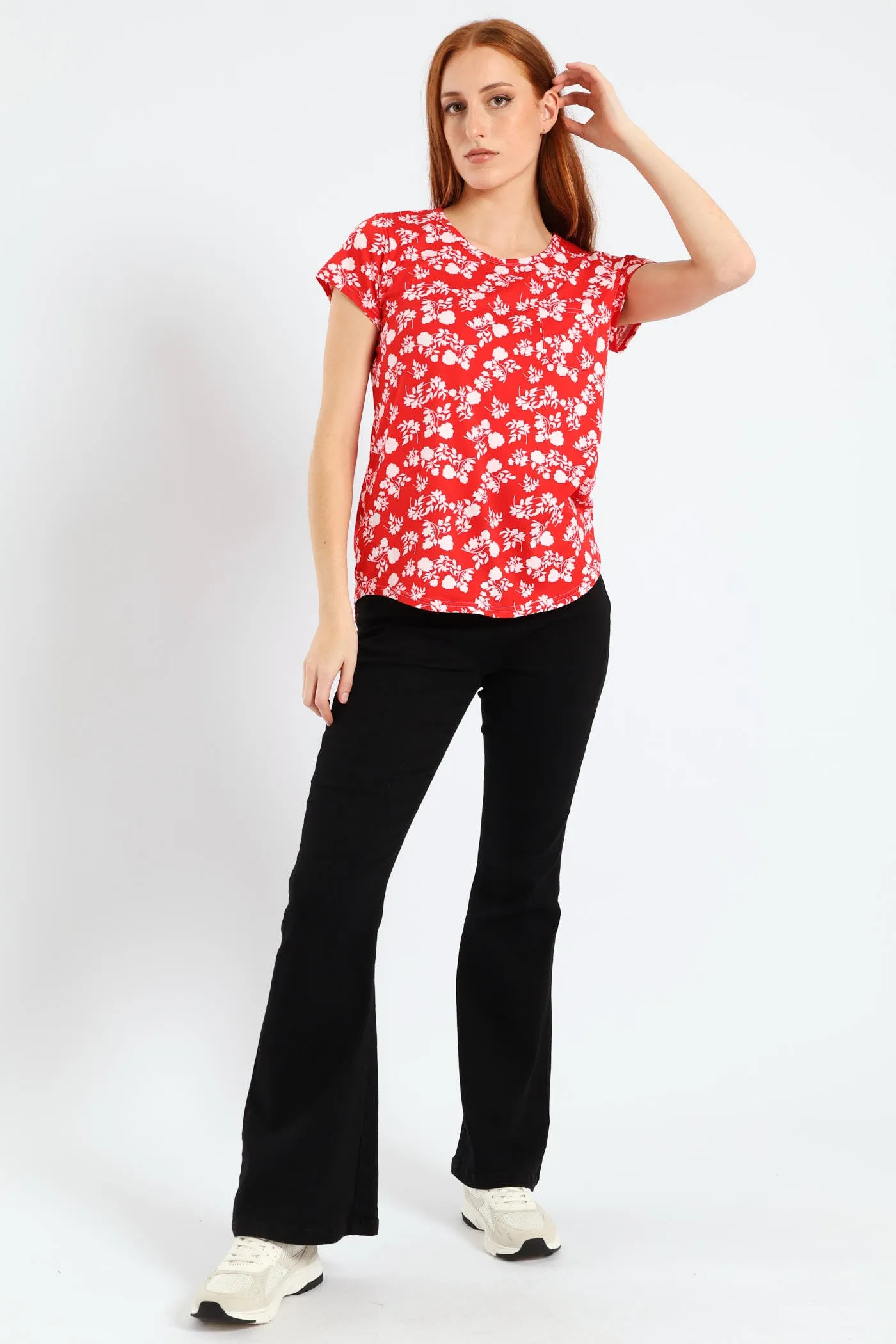 Two Tone Floral Pocket Tee - White/Red sold by Edgars product image thumbnail 4