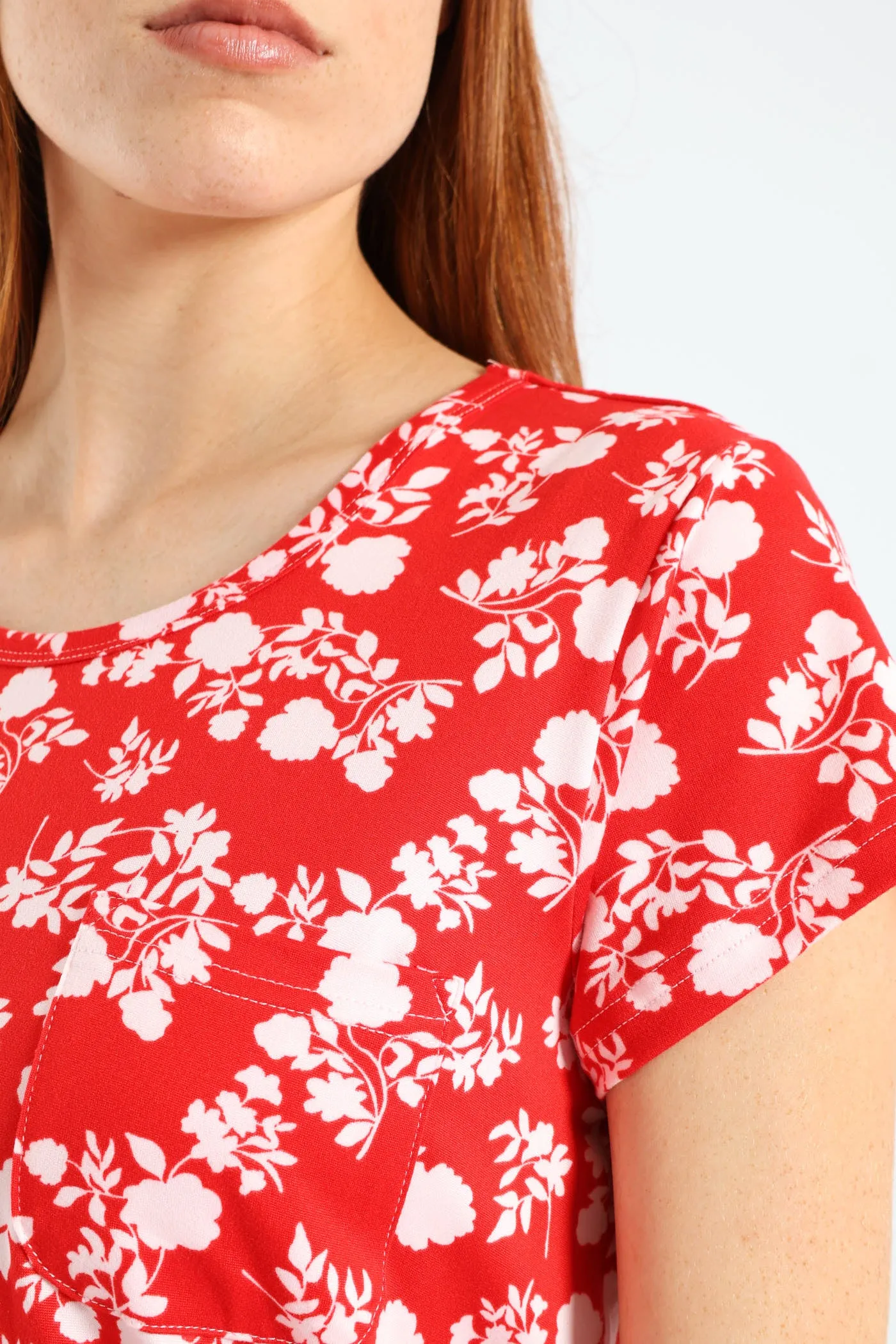 Two Tone Floral Pocket Tee - White/Red sold by Edgars product image thumbnail 5