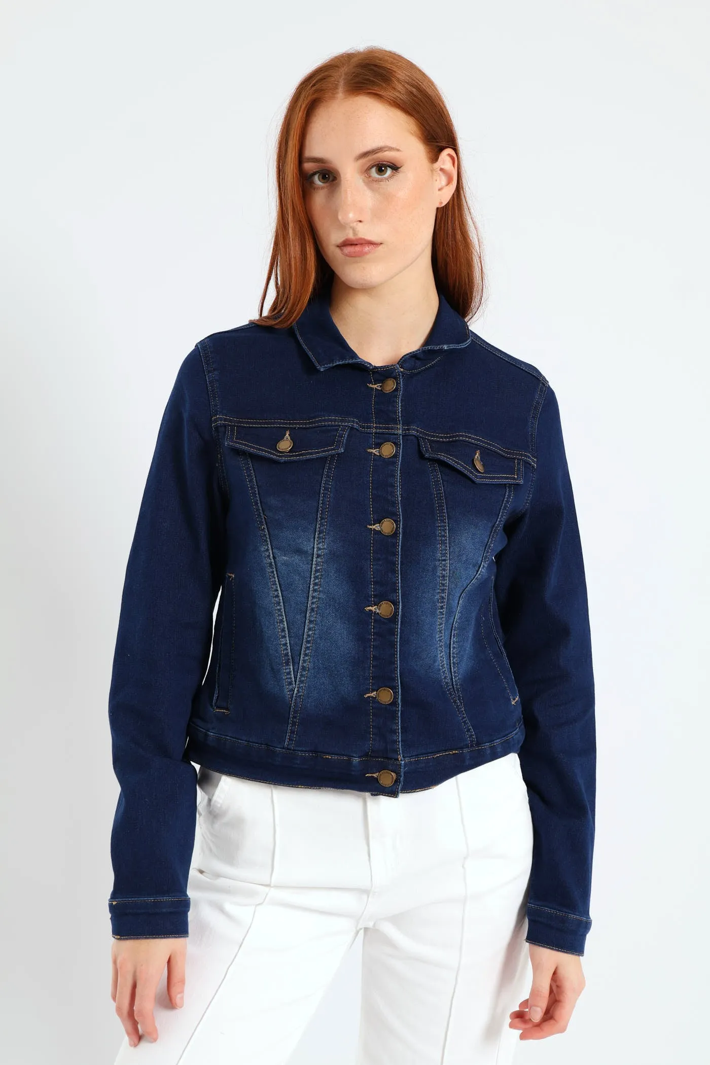 Long Sleeve Classic Knit Denim Trucker Jacket - Dark Wash sold by Edgars product image thumbnail 2