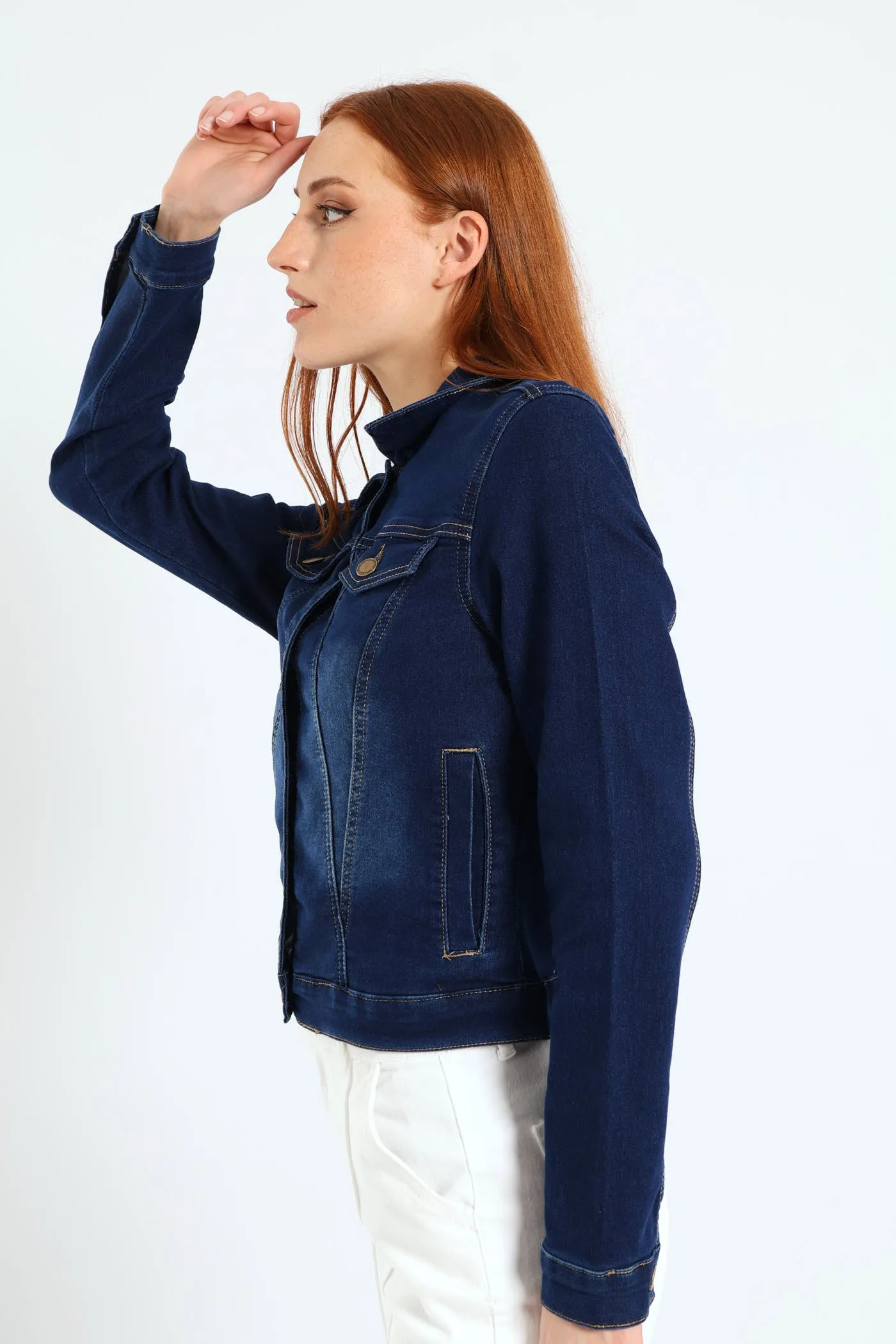 Long Sleeve Classic Knit Denim Trucker Jacket - Dark Wash sold by Edgars product image thumbnail 3