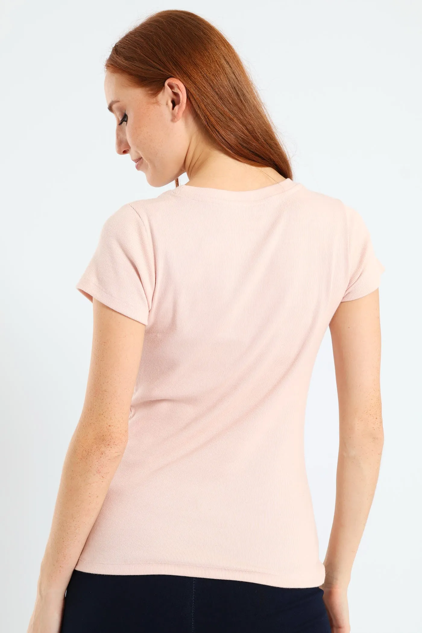 Rib Fitted Crew Tee - Blush sold by Edgars product image thumbnail 4