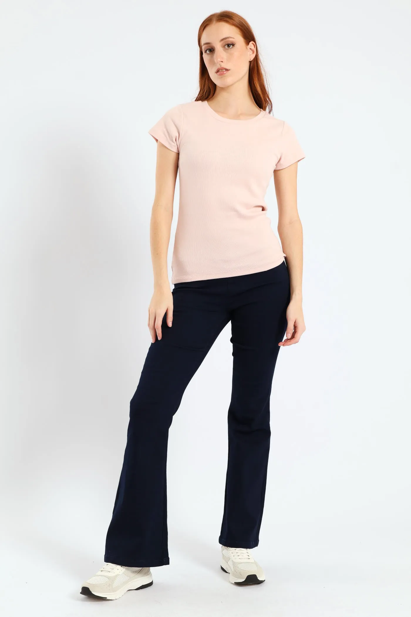 Rib Fitted Crew Tee - Blush sold by Edgars