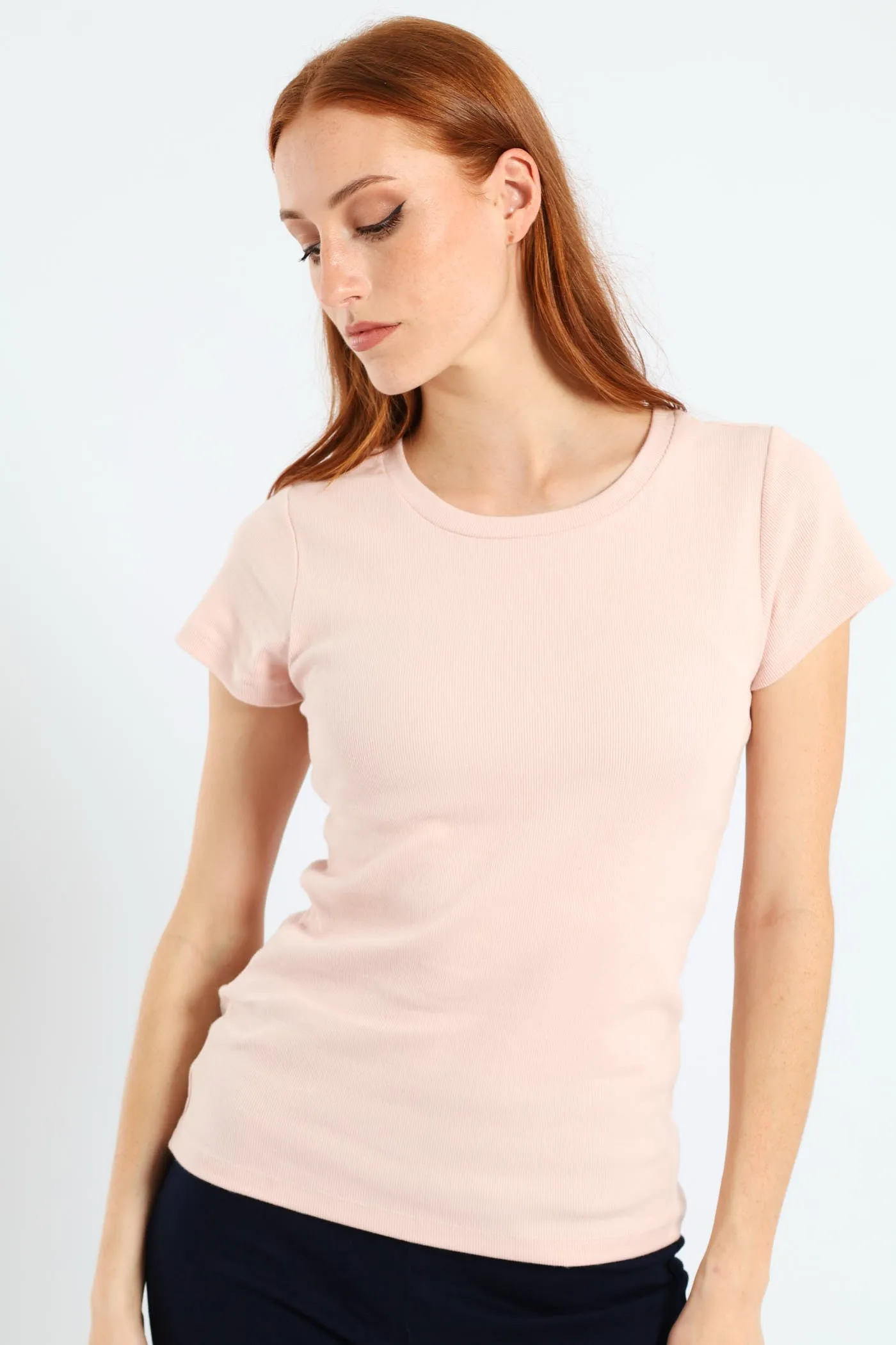 Rib Fitted Crew Tee - Blush sold by Edgars product image thumbnail 2
