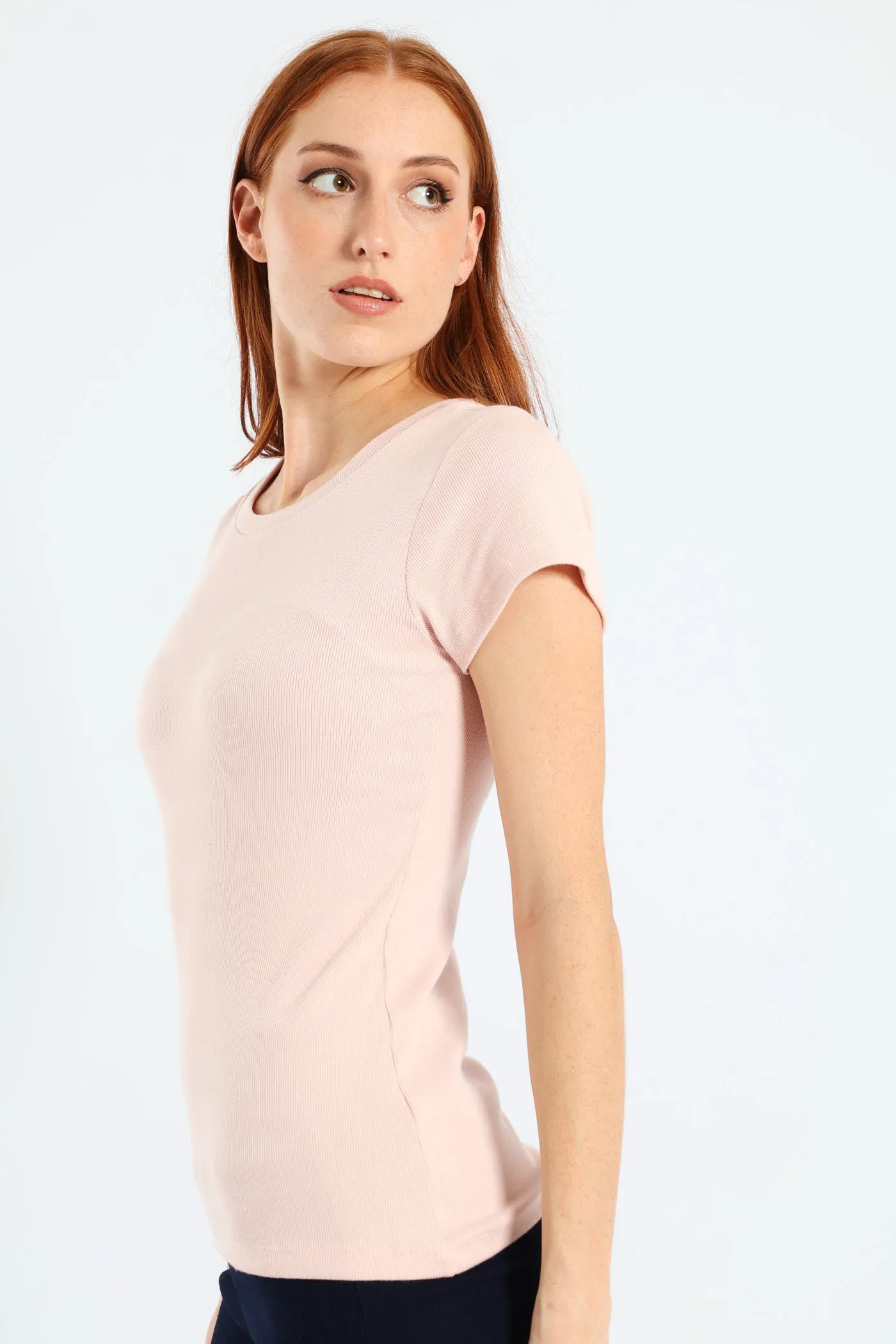Rib Fitted Crew Tee - Blush sold by Edgars product image thumbnail 3