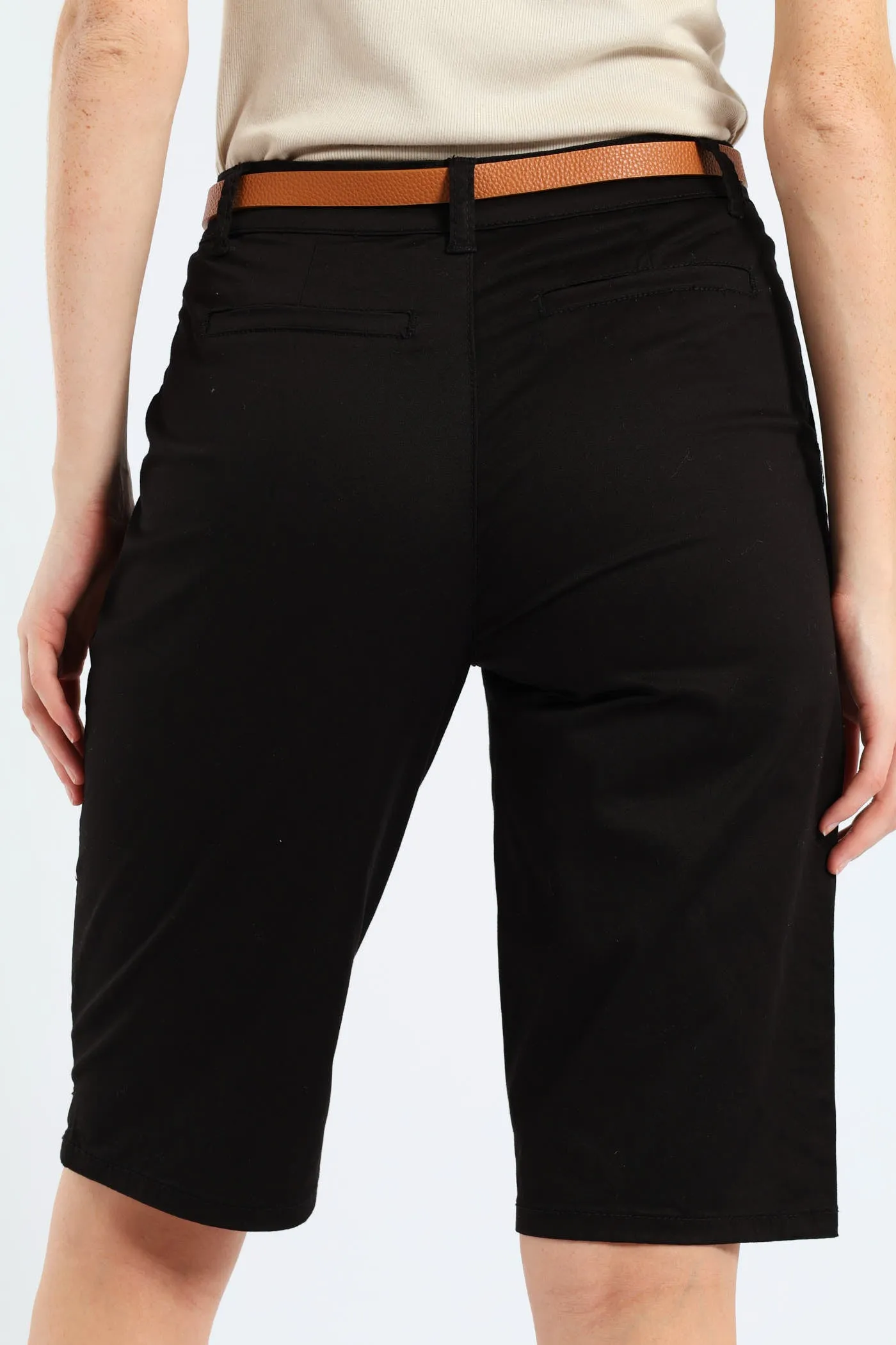 Belted Sateen Bermuda Chino Shorts - Black sold by Edgars product image thumbnail 4