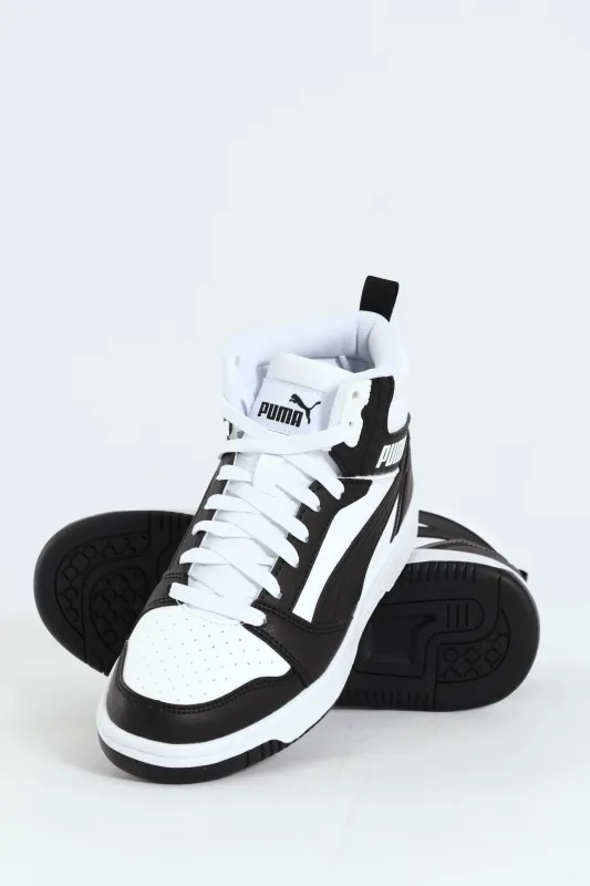 Boys Rebound V6 Mid Sneaker - White/Black sold by Edgars