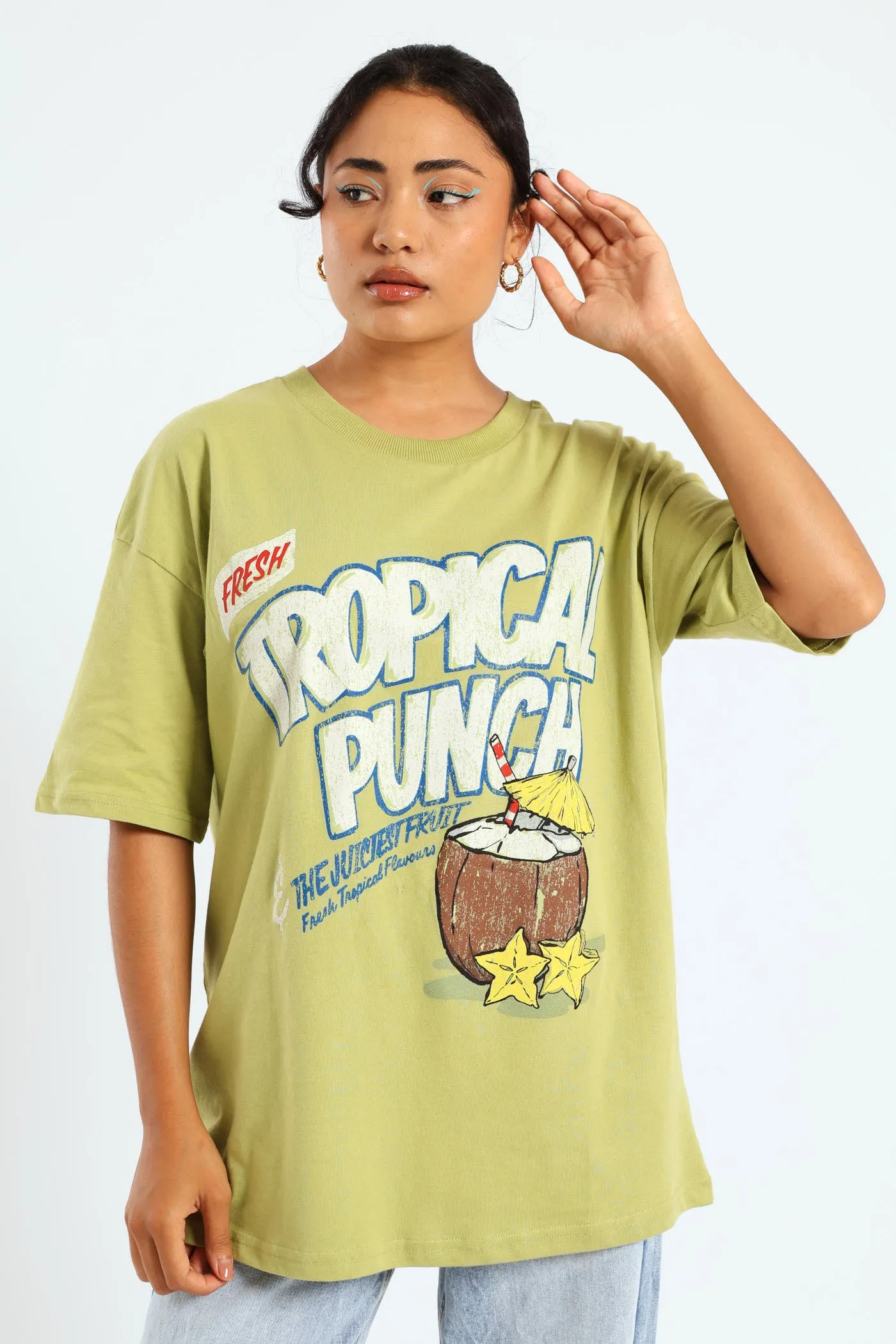 Oversized Tropical Tee - Green sold by Edgars