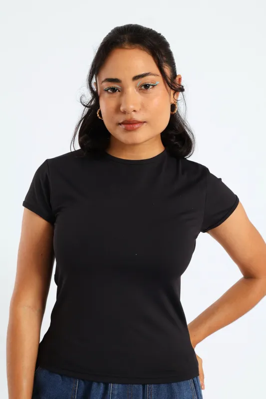 Short Sleeve Skin Tight Tee - Black sold by Edgars