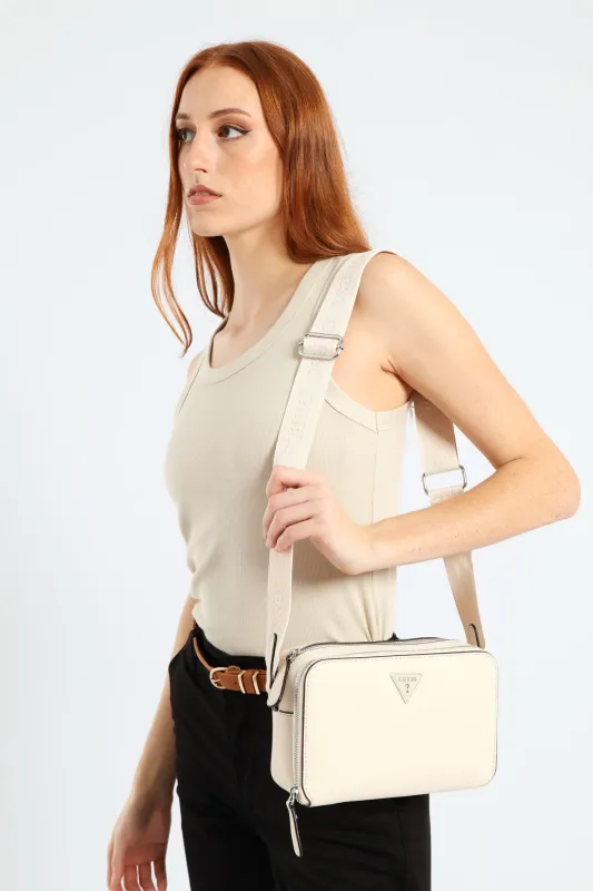 Viviette Mini Double Zip Crossbody Bag - Oatmeal sold by Edgars 