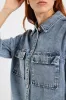 3/4 Sleeve Curved Hem Denim Shirt - Light Wash sold by Edgars