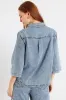 3/4 Sleeve Curved Hem Denim Shirt - Light Wash sold by Edgars