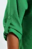 Tab & Button Detail 3/4 Sleeve Relaxed Shirt - Emerald sold by Edgars